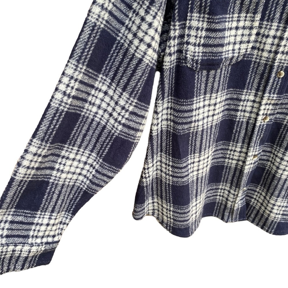 Time and Tru Women's Plaid Button Down Shirt Size XXXL NWT Dark Navy Plaid - Picture 5 of 12